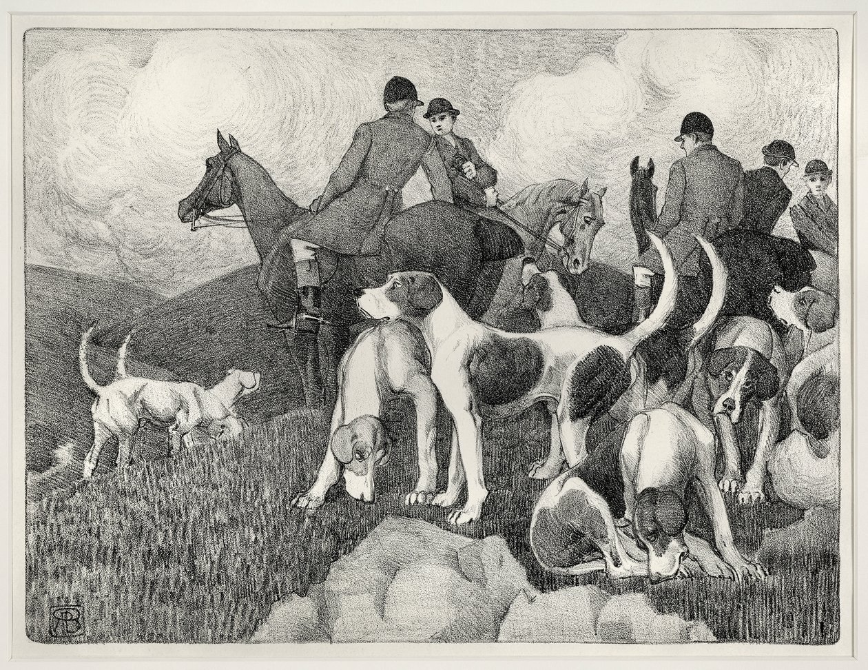 Lovecká scéna (litho) od Robert Polhill Bevan