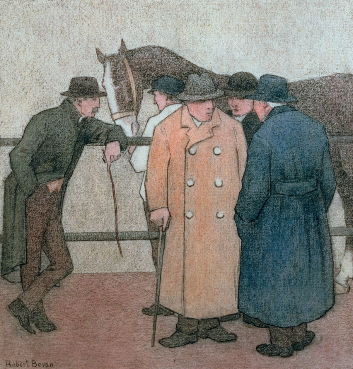 The Horse Dealers (křída na papíře) od Robert Polhill Bevan