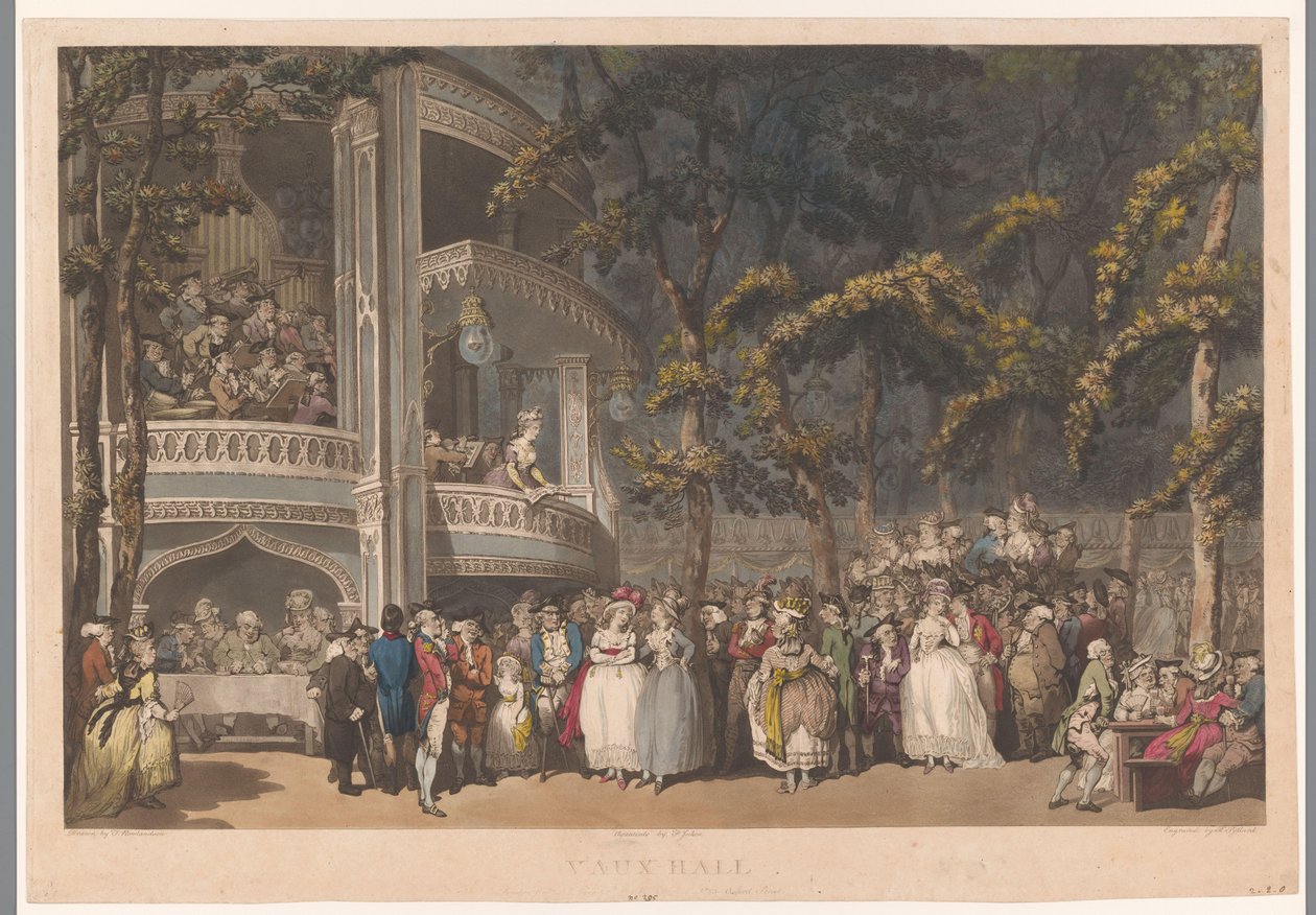 Vauxhall Gardens v Londýně Vauxhall (název na předmětu) od Robert Pollard (I)