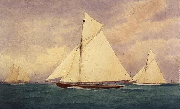 Závodní jachta "Niagara" v Solent, Hurst Point Beyond od Robert Pritchett