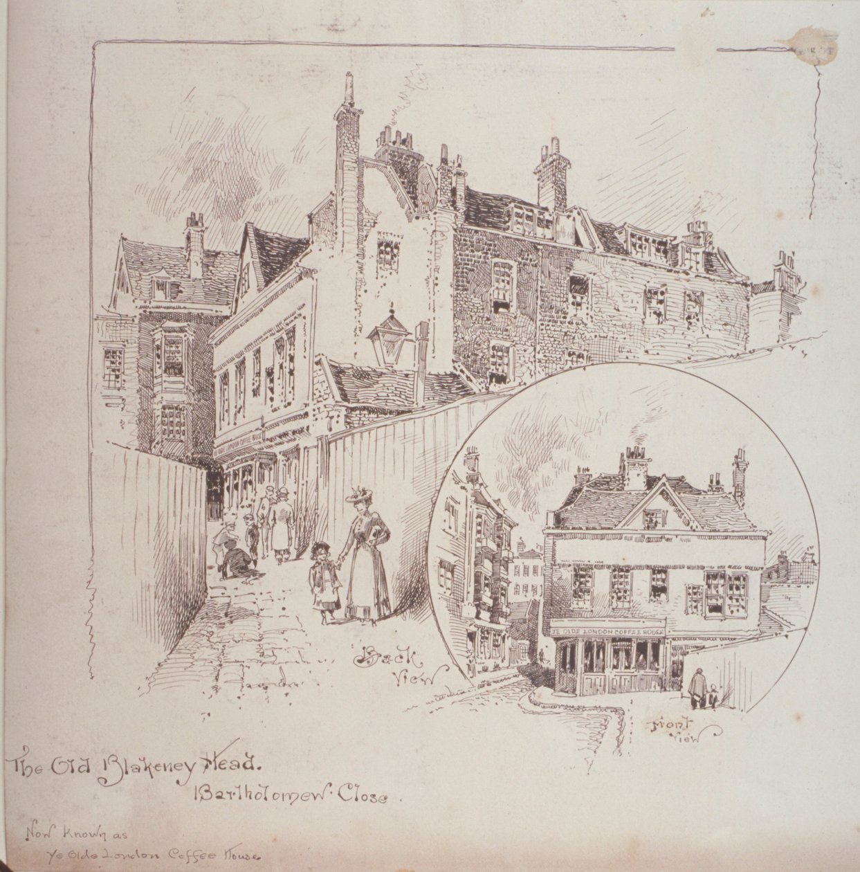 Zadní pohled na Old Blakeney Head Inn, Bartholomew Close, Londýn, c.1900 od Robert Randoll