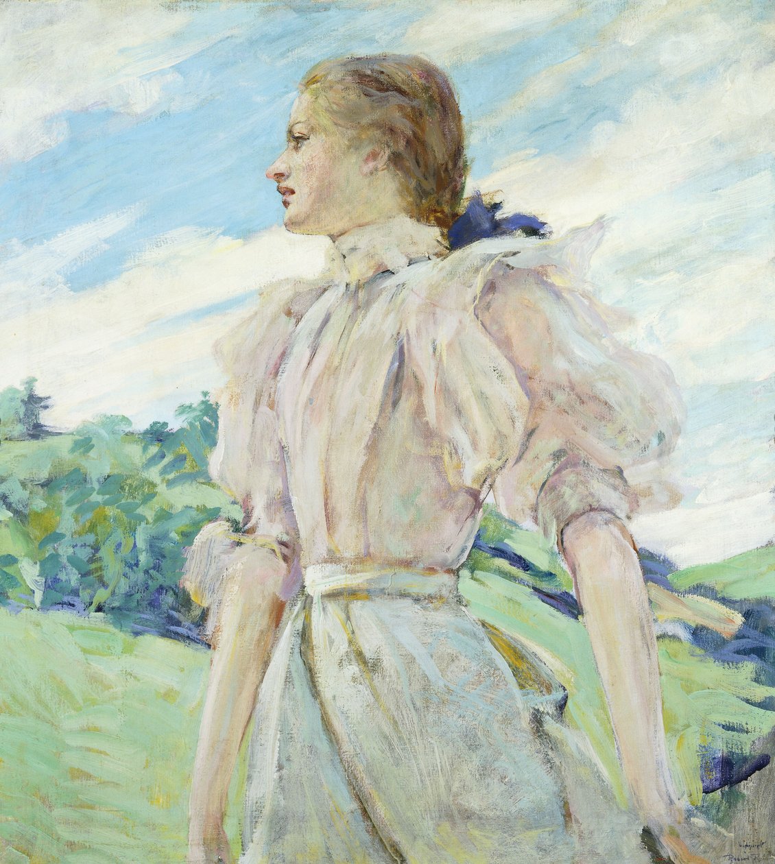 A Breezy Day, cca 1898 (olej na plátně) od Robert Reid