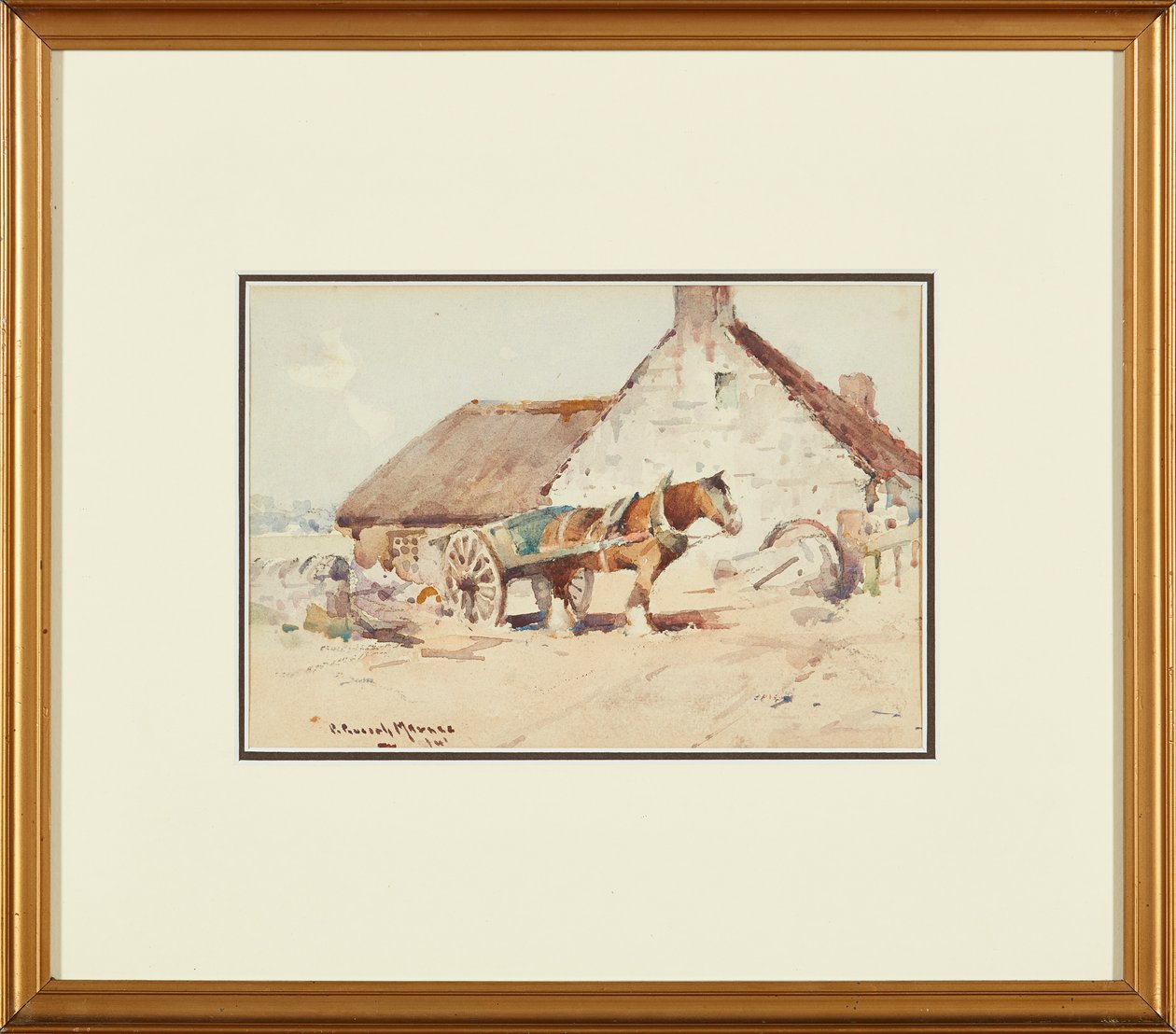 Kůň a vozík (akvarel) od Robert Russell MacNee