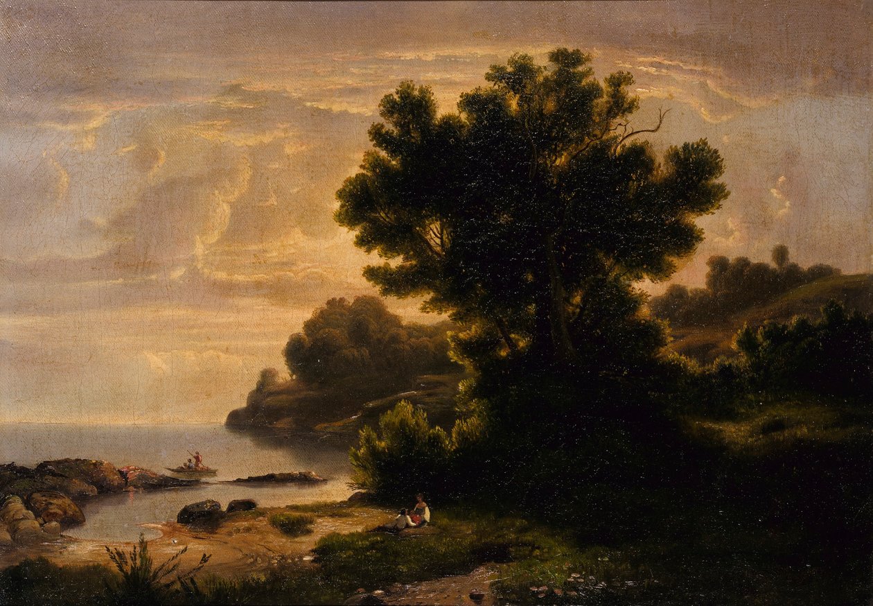 Krajina s rodinou u jezera od Robert S. Duncanson