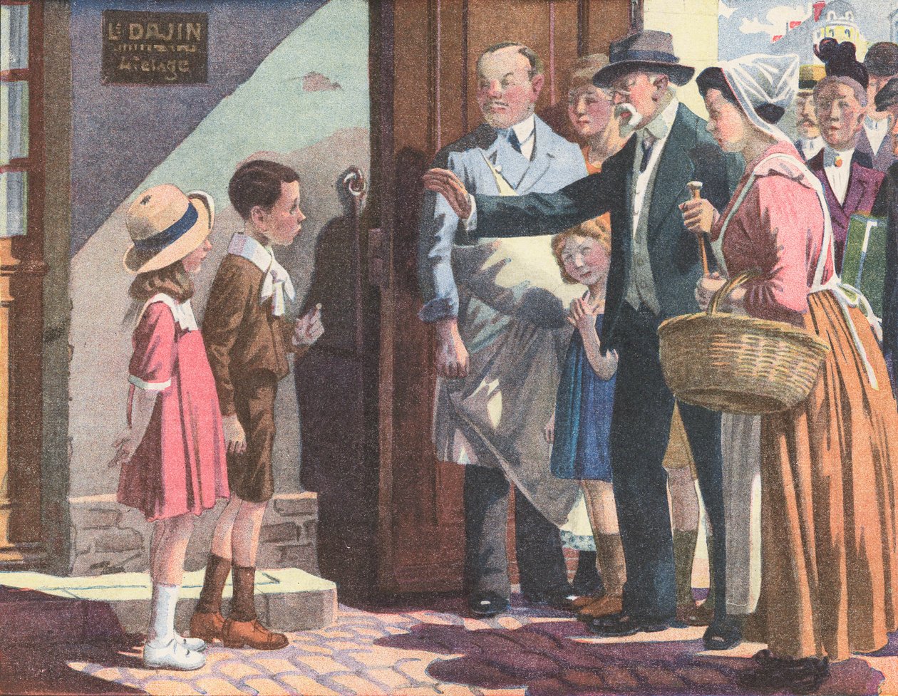 Bratr a sestra, kteří se vzpírali rodičům, když se při hře venku vzdálili od domova (barevná litografie) od Robert Salles