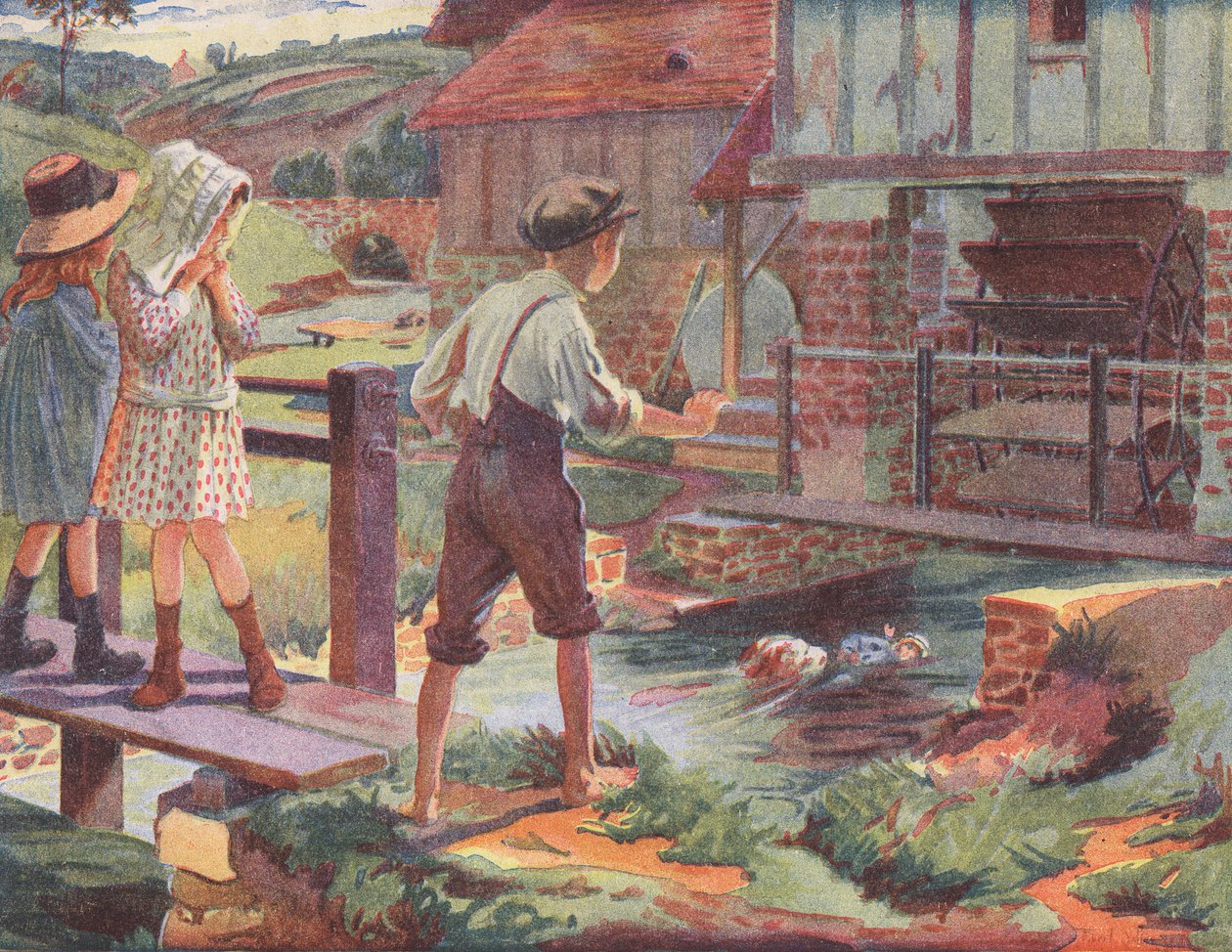 Záchrana panenky holčičky (barevná litografie) od Robert Salles
