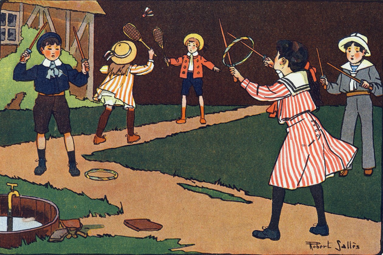 Volant a milosti. Rytí do „“ Co hrajeme? “” od E. Webera s akvarelovými kresbami Roberta Sallese (1871-1929). Knihovna Garnier Freres, Paříž od Robert Salles