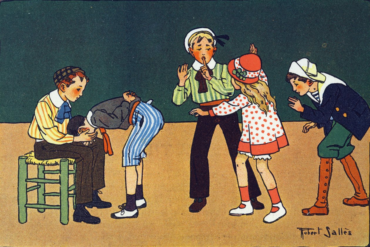Teplá ruka. Rytí do „“ Co hrajeme? “” od E. Webera s akvarelovými kresbami Roberta Sallese (1871-1929). Knihovna Garnier Freres, Paříž od Robert Salles
