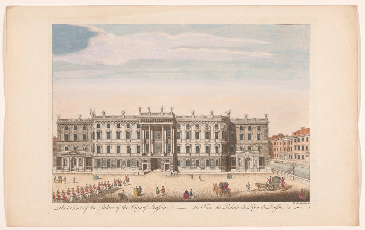 Pohled na přední část Berliner Stadtschloss v Berlíně Průčelí paláce pruského krále (titul na předmětu) od Robert Sayer (possibly)