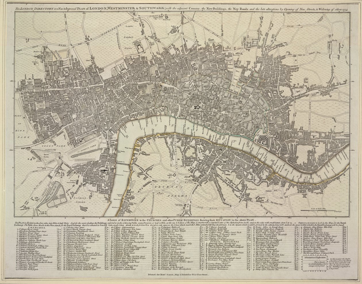 Plán Londýna, Westminsteru a Southwarku od Robert Sayer