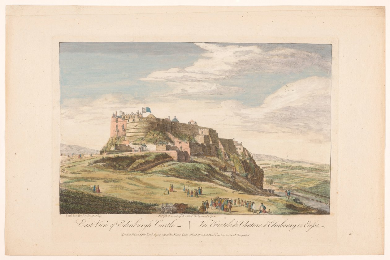 Pohled na Edinburghský hrad Východní pohled na Edinburský hrad (titul na objektu) Skotsko (název série) od Robert Sayer