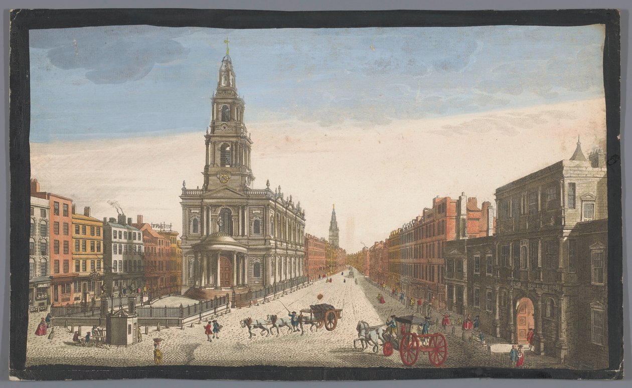 Pohled na Somerset House a kostel Saint Mary-le-Strand v Londýně Pohled na Somerset House s kostelem St. Marys ve Strand London (titul na objektu) Londýn (název série) od Robert Sayer