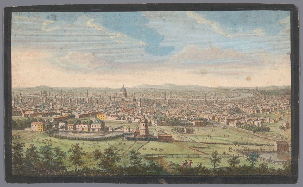 Pohled na město Londýn ze severu Severní pohled na Londýn (název na objektu) Londýn (název série) od Robert Sayer