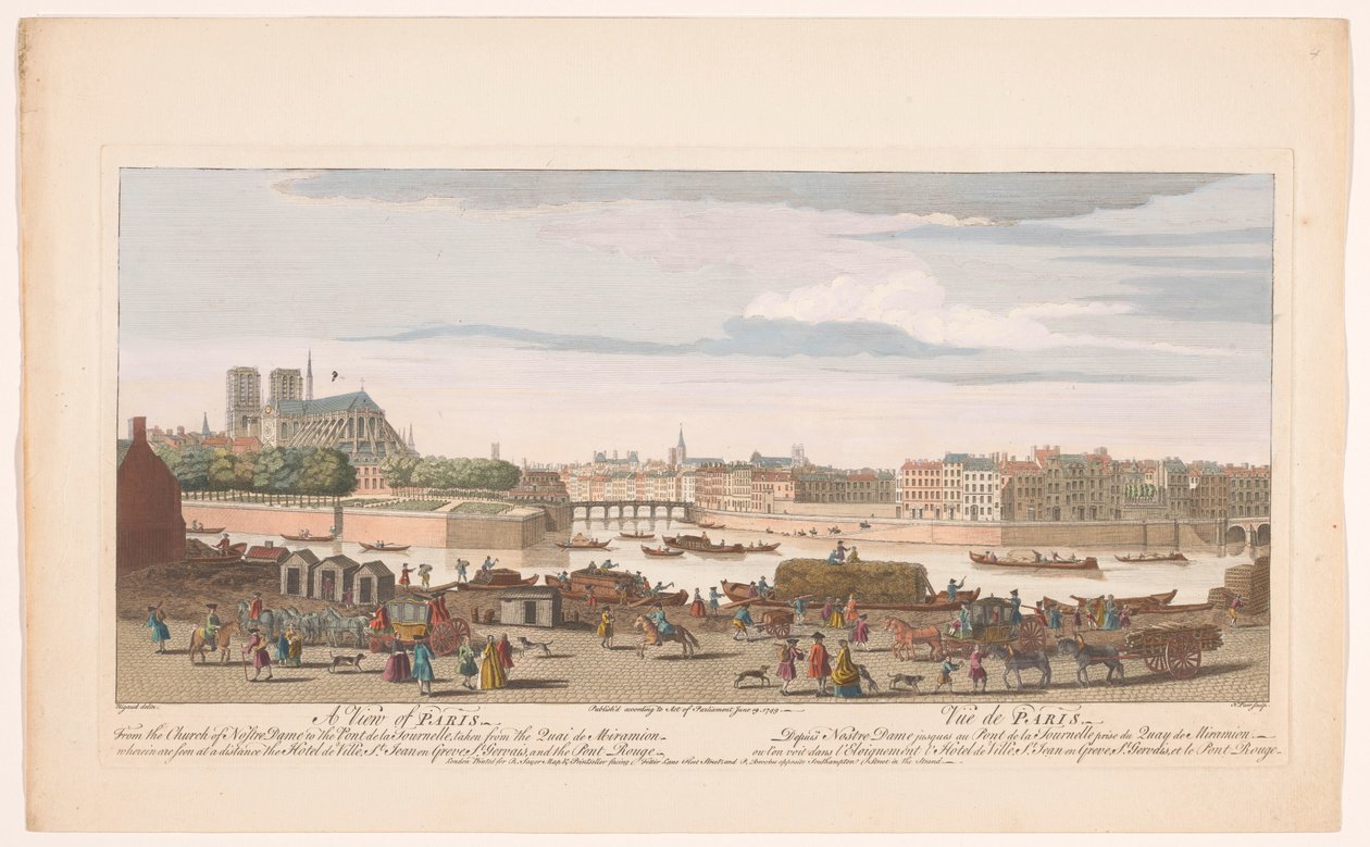 Pohled na město Paříž z Quai de Miramion Pohled na Paříž, od kostela Nostre Dame k Pont de la Tournelle, pořízený z Quai de Miramion (...) (název na objektu) Paris (název série) od Robert Sayer