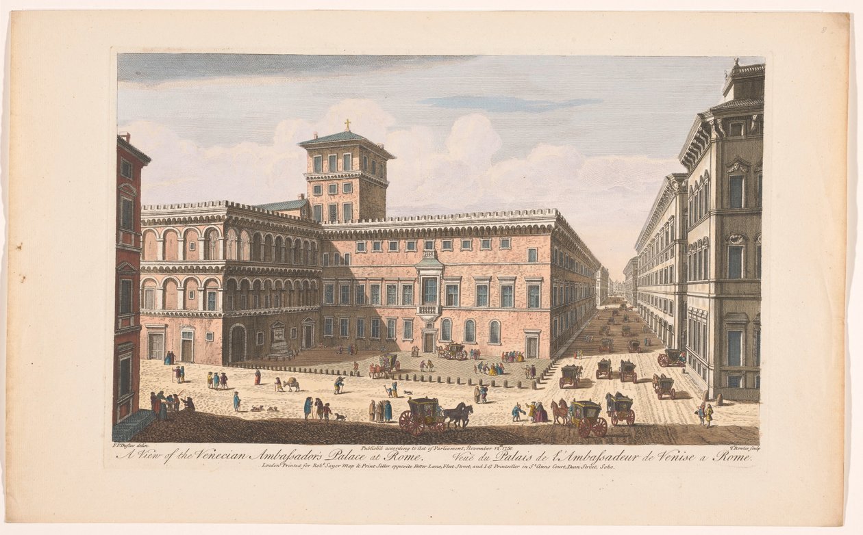 Podívejte se na Palazzo Venezia te Řím Pohled na Benátský palác velvyslanců v Římě (název na objektu) Řím (název série) od Robert Sayer