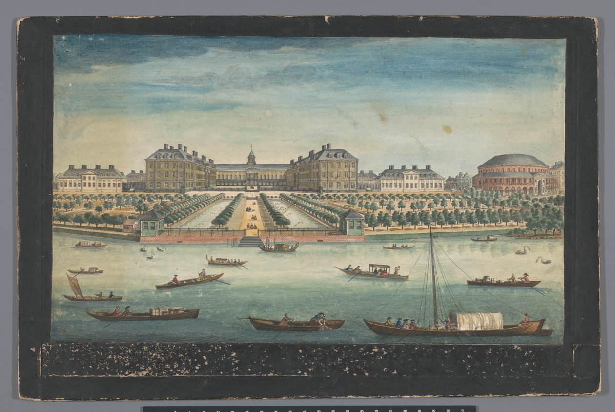 Pohled na Royal Hospital Chelsea a rotundu v Ranelagh Gardens v Londýně Pohled na Královskou nemocnici v Chelsea a rotundu v Ranelaigh Gardens (název na objektu) Londýn (název série) od Robert Sayer