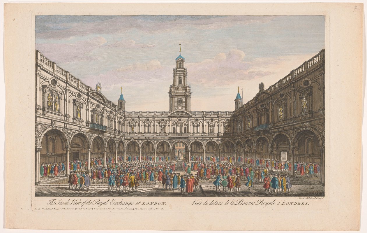 Pohled do interiéru Royal Exchange v Londýně Vnitřní pohled na Royal Exchange v Londýně (název na objektu) Londýn (název série) od Robert Sayer