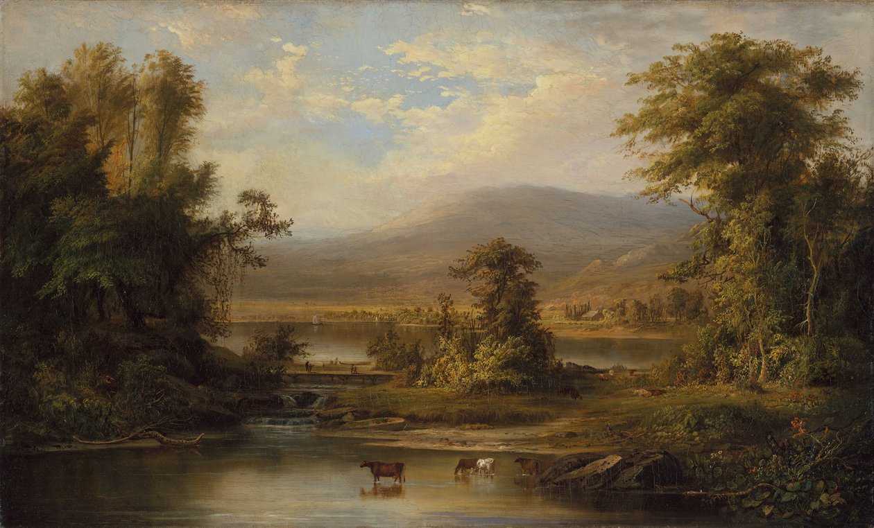 Krajina s krávami napájejícími potok, 1871. od Robert Seldon Duncanson