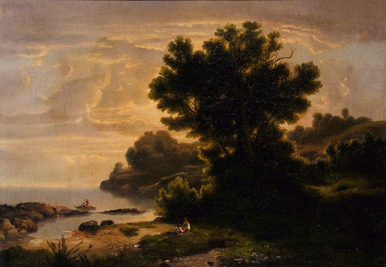 Krajina s rodinou u jezera, 1858. od Robert Seldon Duncanson