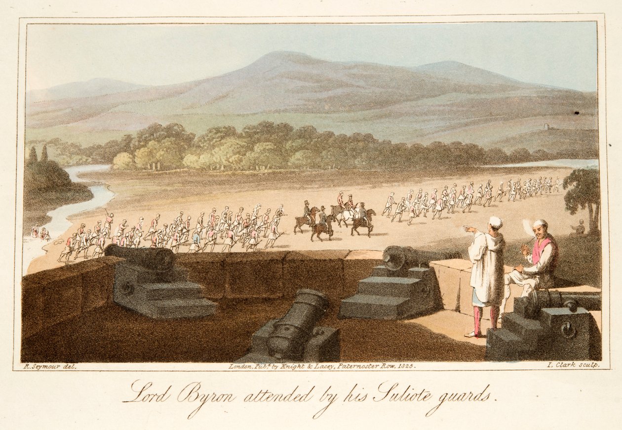 Lord Byron za účasti jeho Suliote Guards, hospoda. 1825. od Robert Seymour