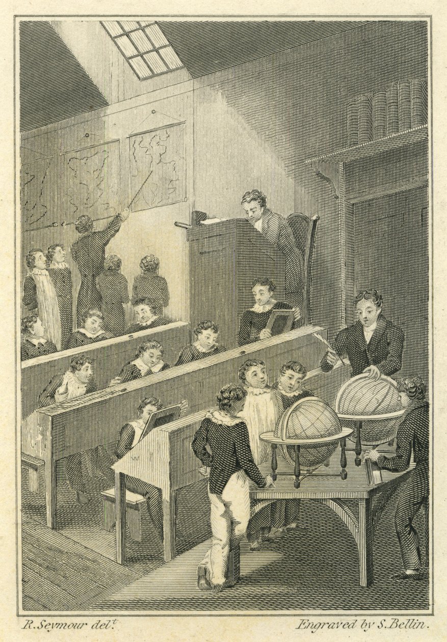 Nicholas Nickleby: Dotheboys Hall, vyrytý Samuel Bellin (1799-1893) od Robert Seymour