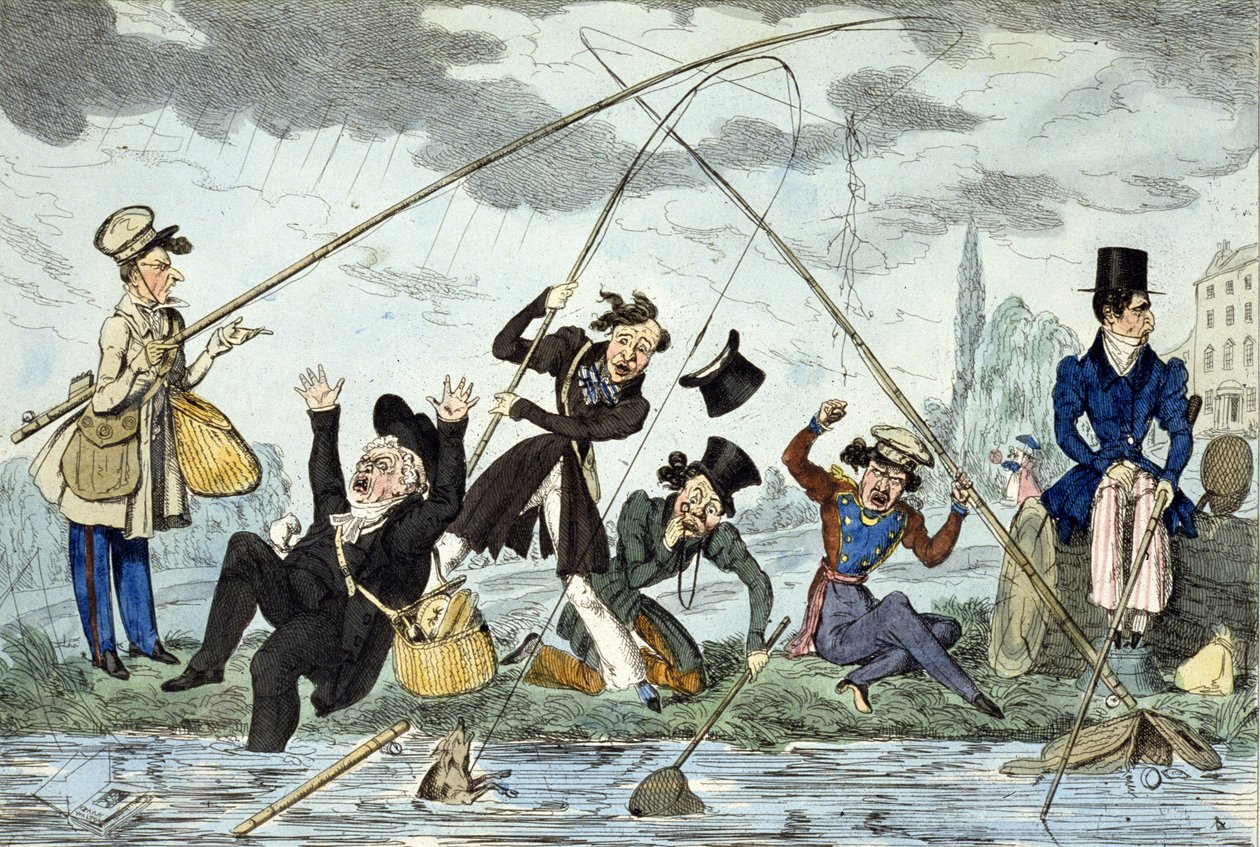 Waltonizing nebo Green-Land Fisherman, kolem 1830 (barevné rytí) od Robert Seymour