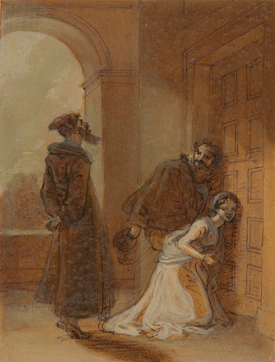 Feste, jako sir Topas, oslovující Malvolia od Robert Smirke