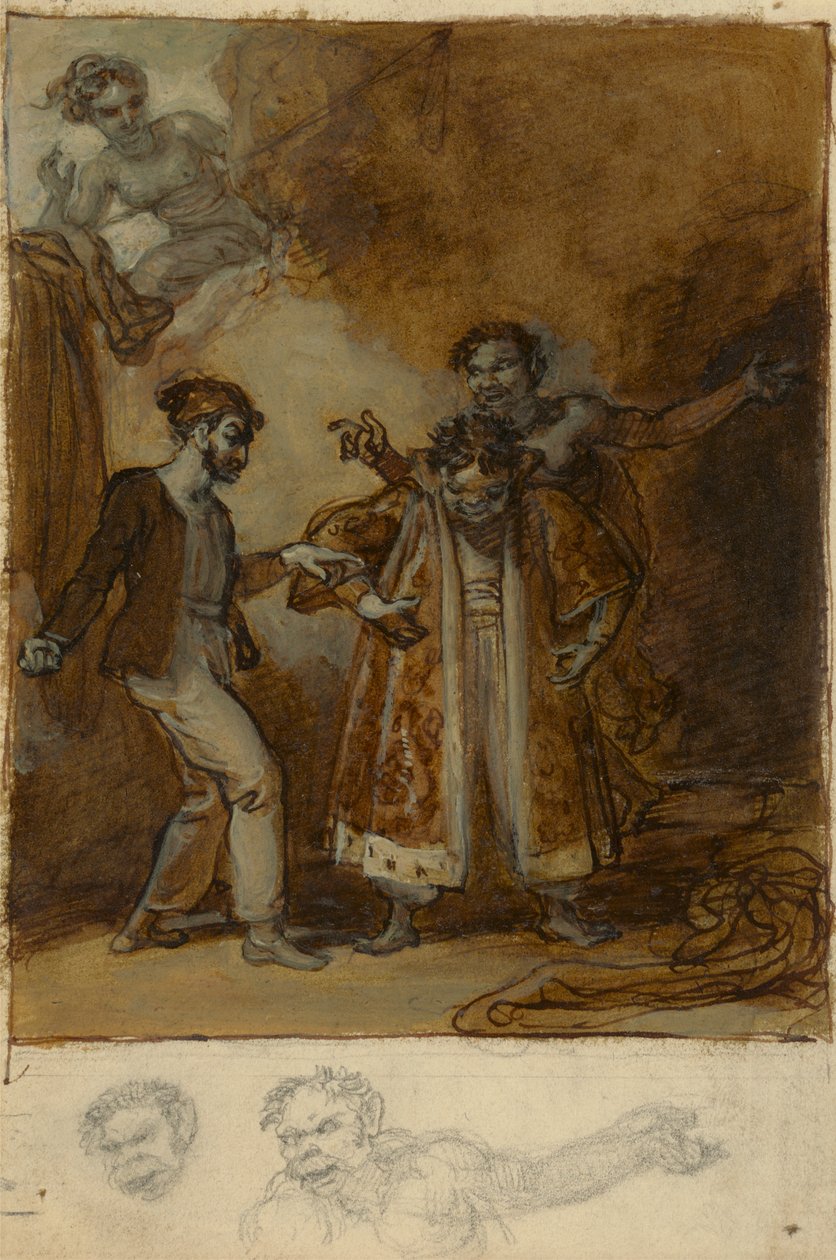 Stephano, Trinculo a Caliban s Prosperovým kouzelným šatníkem od Robert Smirke