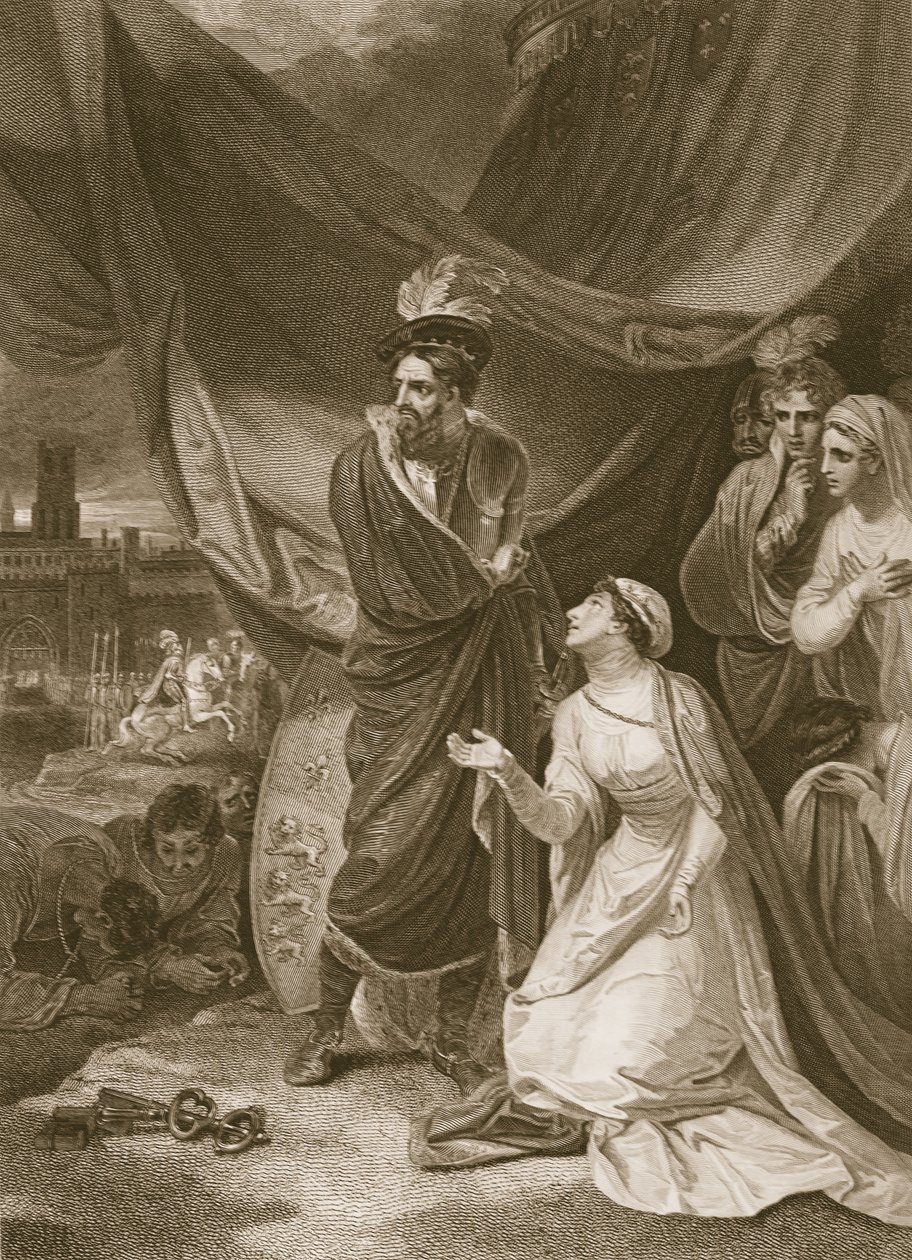 The Surrender of Calais, rytý A. Smith, ilustrace od Davida Humea 