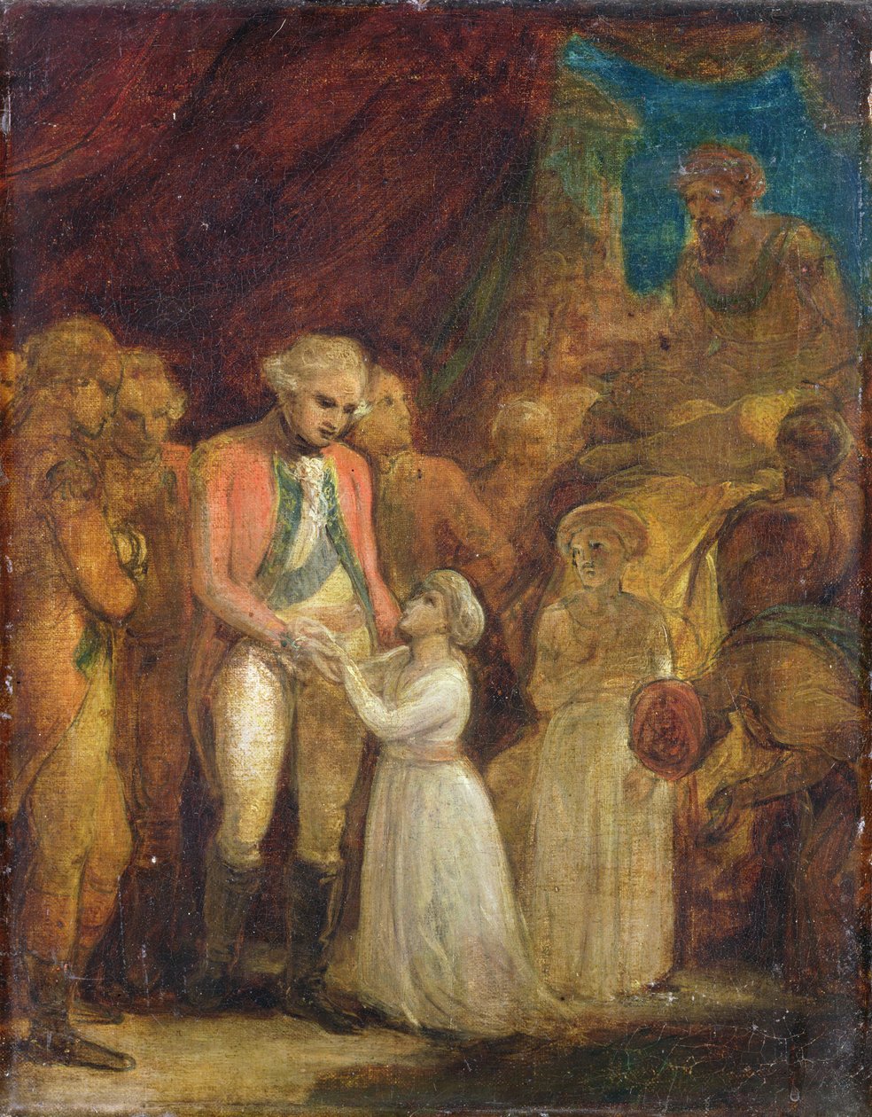 Dva synové Tipu Sahiba, sultána z Mysore, byli předáni jako rukojmí generálu Cornwallisovi (1738-1805), kolem roku 1792 (olej na plátně) od Robert Smirke