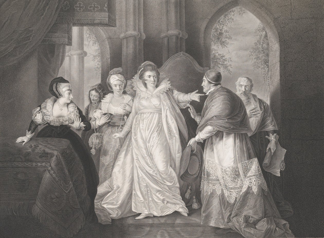 Queen Catherine, Cardinal Wolsey a Cardinal Campeius Sha..., poprvé publikováno 1796, znovu vydáno 1852. od Robert Thew