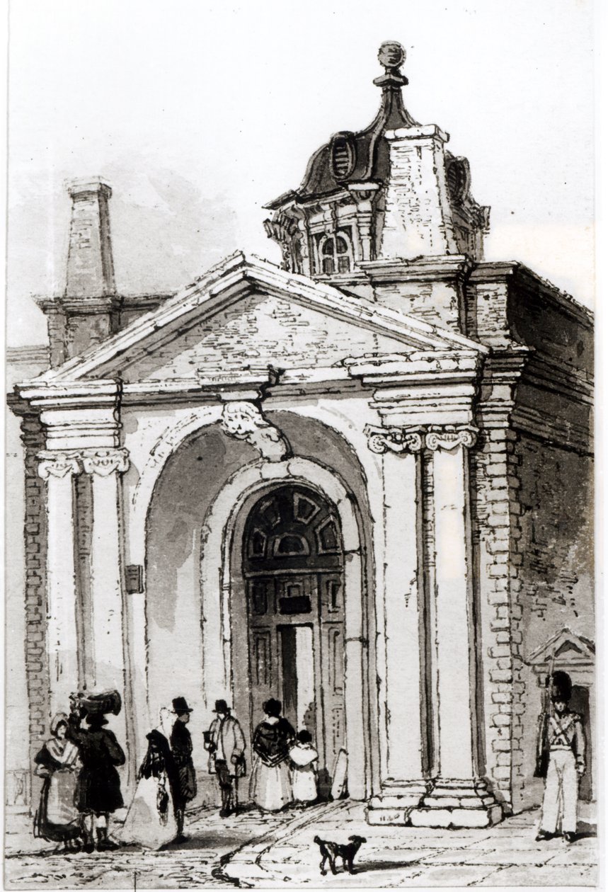 Vchod do Montague House od Robert Thomas Landells