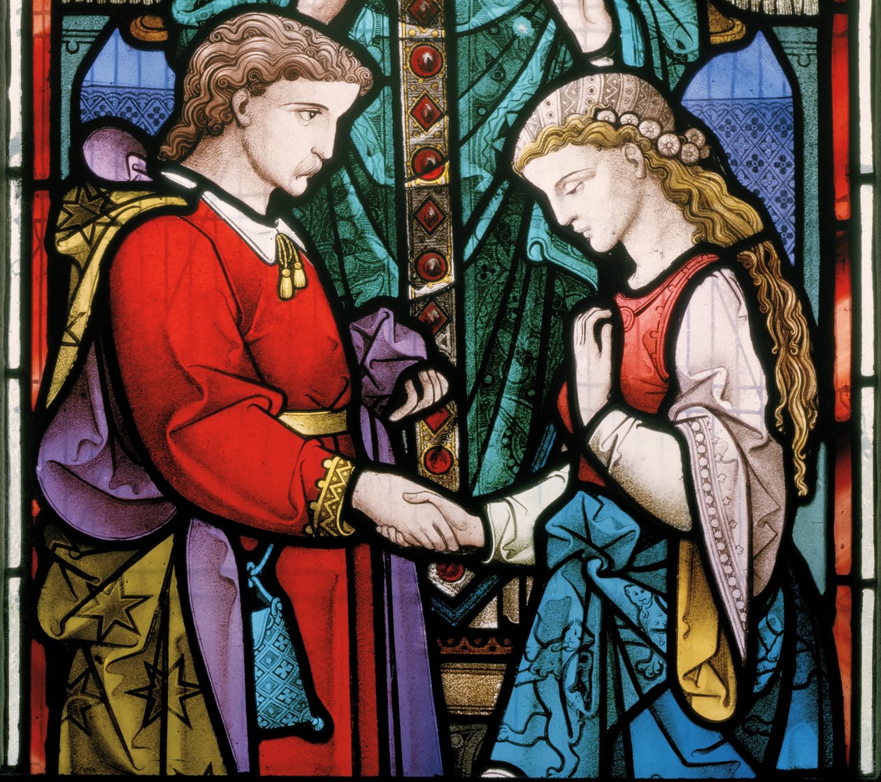 Westbury, All Saints, Heaton, Butler & Bayne, Bayne, Svátost manželství, 1864, autoportrét od Robert Turnill Bayne