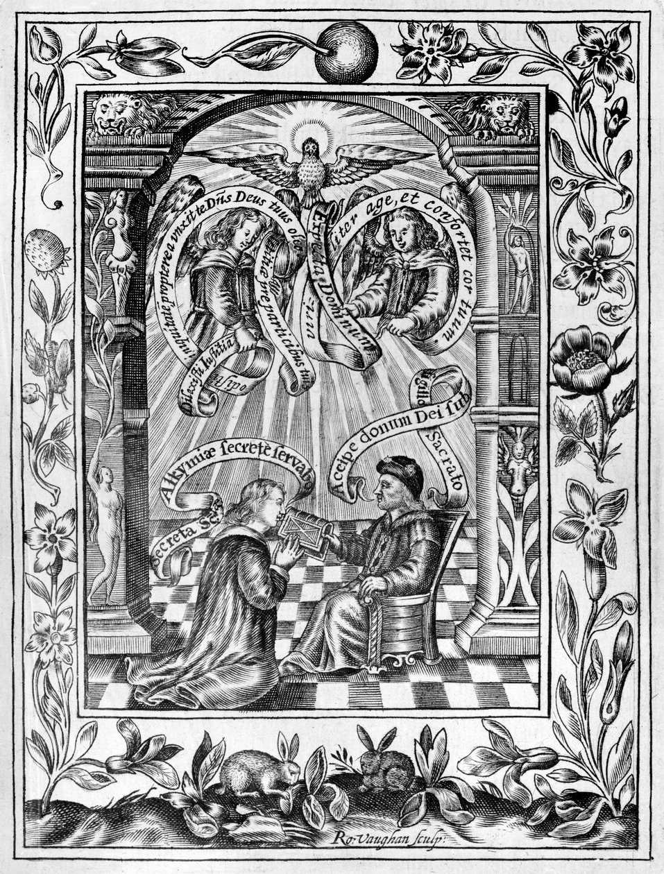 Thomas Norton představuje svého Ordinalla Edwardovi IV. z Theatrum Chemicum Britannicum, 1652 od Robert Vaughan