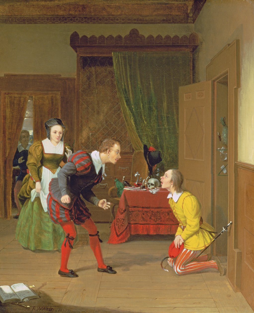 Dr Caius, Simple and Dame Quickly, scéna z Veselé paničky z Windsoru, 1830 od Robert Walter Weir