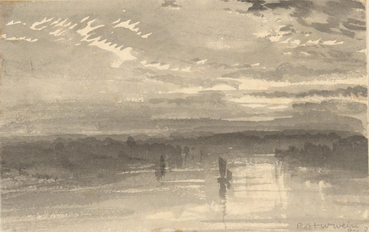Krajina - Mraky, Voda, Plachetnice od Robert Walter Weir