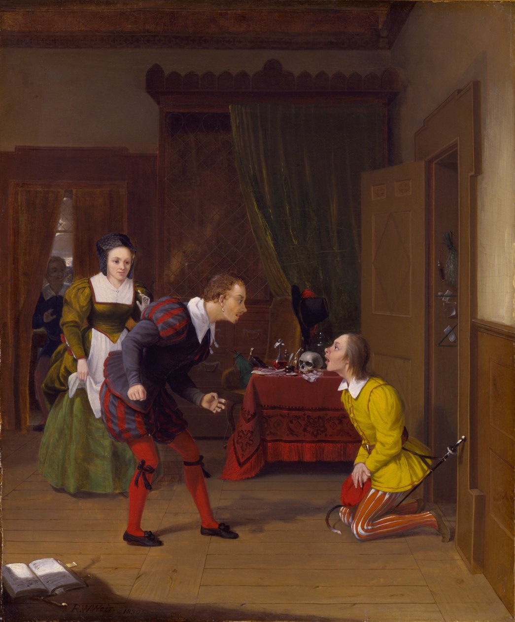 Veselé paničky windsorské: Caius, Simple a Dame Quickly. od Robert Walter Weir
