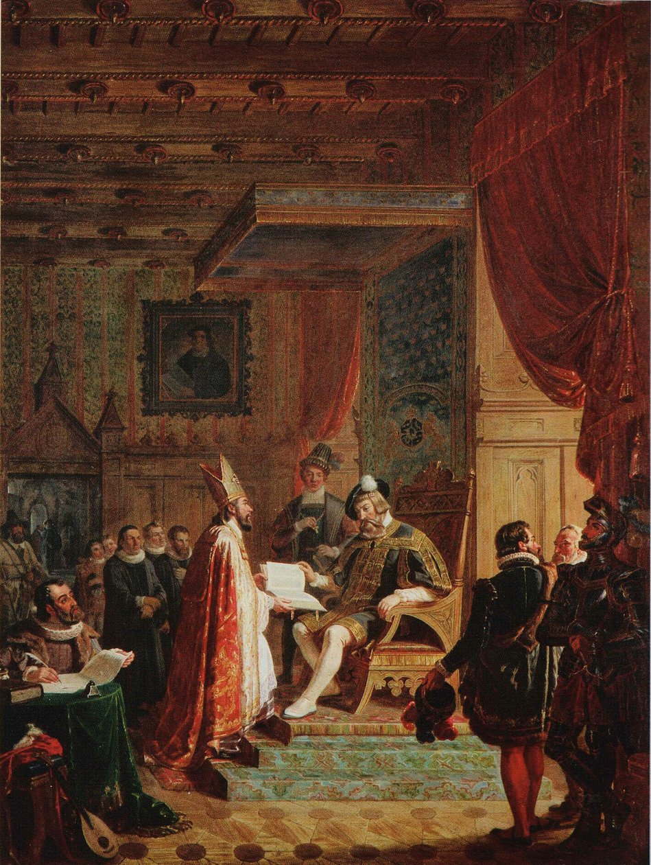 Mikael Agricola předává finský překlad Nového zákona králi Gustavu Wasovi od Robert Wilhelm Ekman