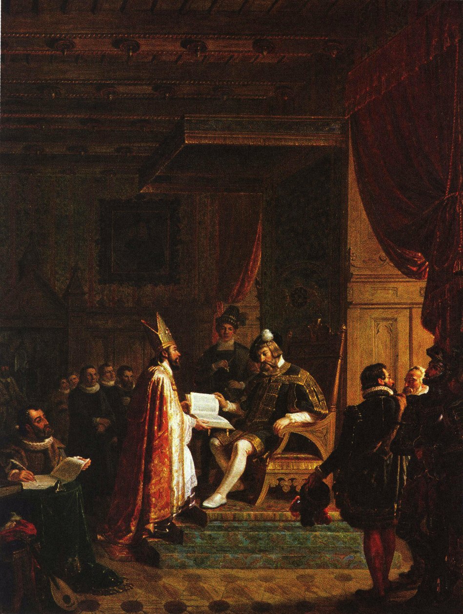 Mikael Agricola předává finský NT králi Gustavu Vasovi od Robert Wilhelm Ekman