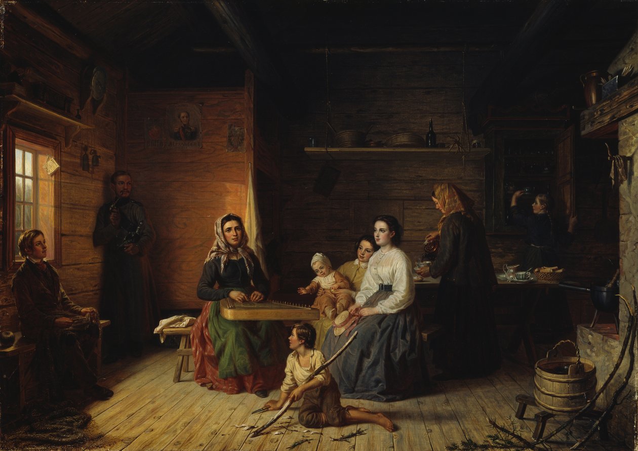 Hraní na Kantele v selské chalupě, 1868. od Robert Wilhelm Ekman