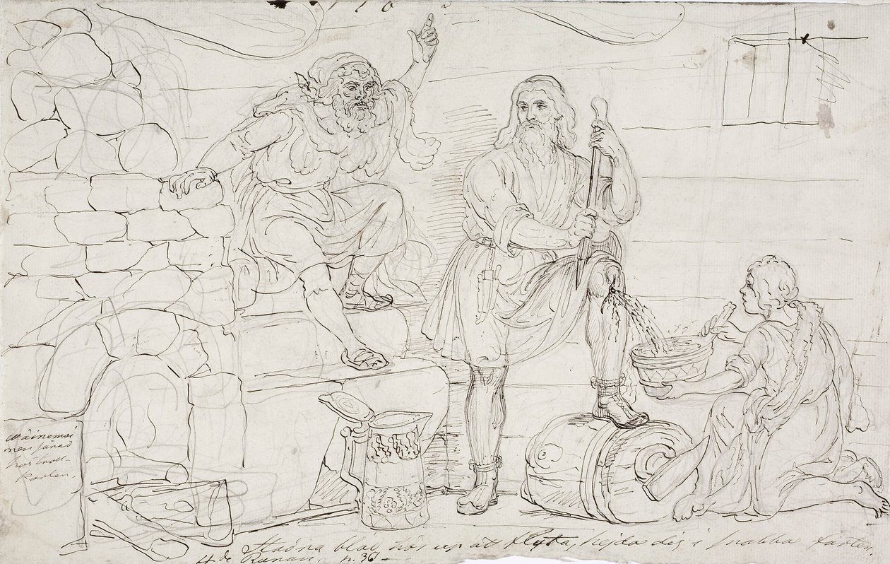 Väinämöinen´s Cut Knee, náčrtek od Robert Wilhelm Ekman