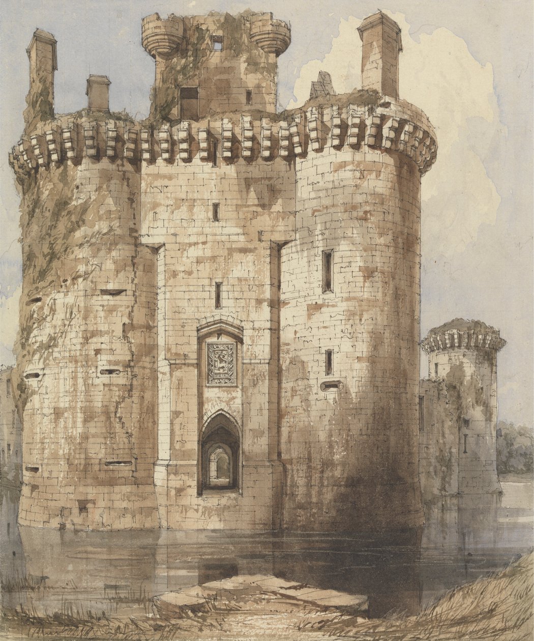 Vstupní brána hradu Caerlaverock a lemovací věže od Robert William Billings