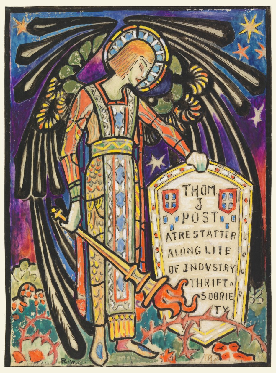 Design pro vitrážové pamětní okno Thomasu J. Postovi od Robert Winthrop Chanler
