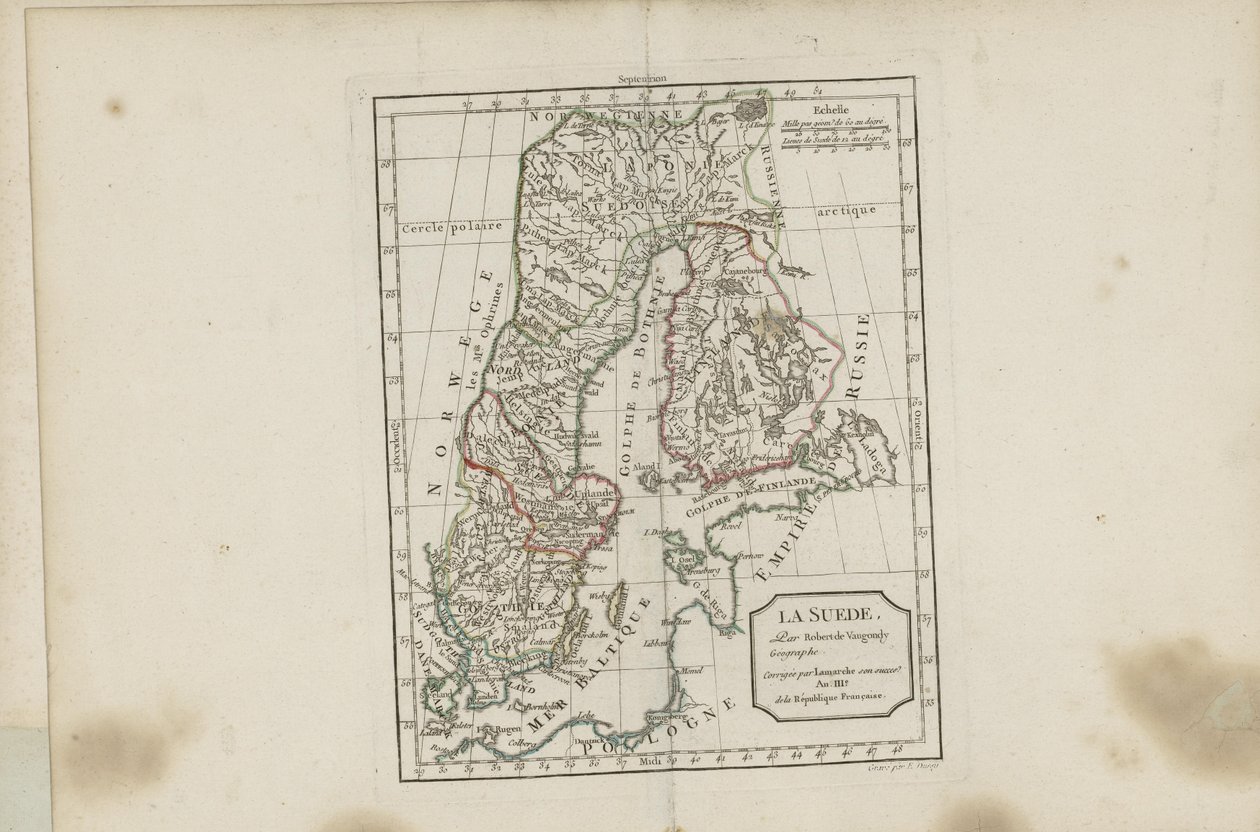 Illustrasjon hentet fra boken Nový přenosný atlas určený hlavně pro výuku mládeže podle Moderní geografie zesnulého Abbé Delacroix av Vaugondy, Robert de og utgitt av Chez Lamarche (Paříž, 1795) od Robert de Vaugondy