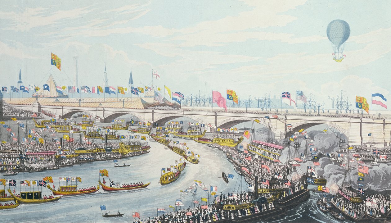 Otevření New London Bridge, král William IV a královna Adelaide, 1831 od Robert the Elder Havell