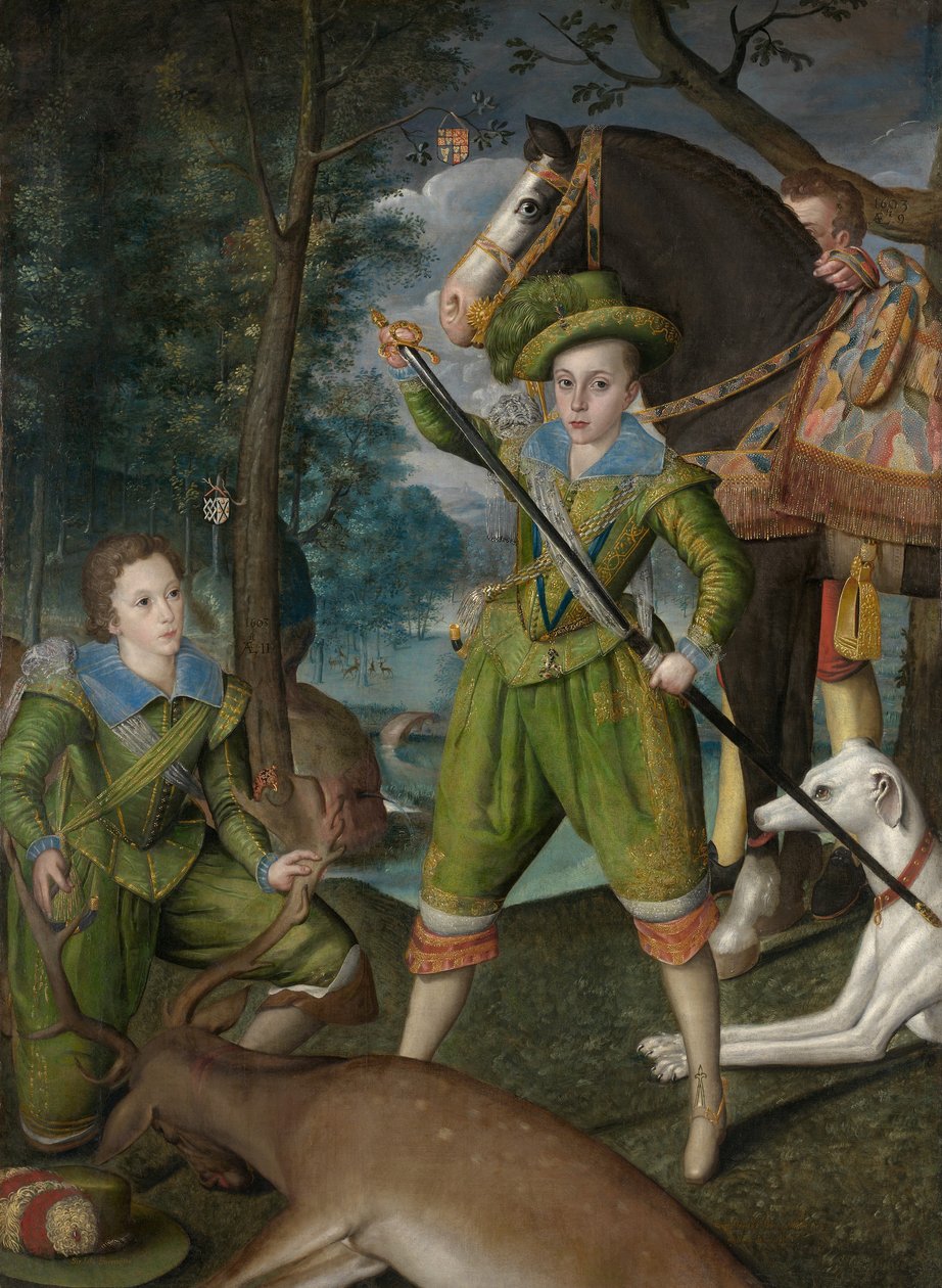 Henry Frederick, princ z Walesu, se sirem Johnem Haringtonem v Hunting Field od Robert the Elder Peake