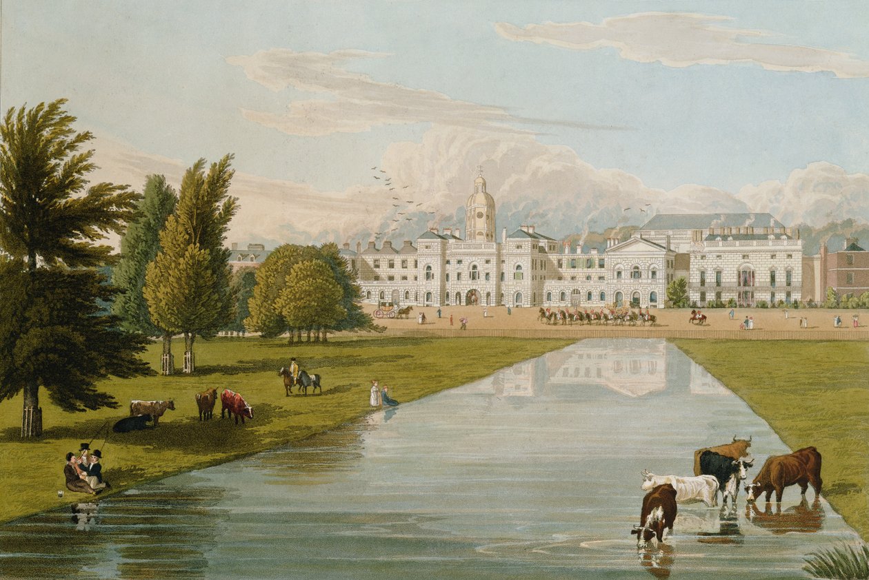 Pohled na Horse Guards a Melbourne House, převzato z St. James