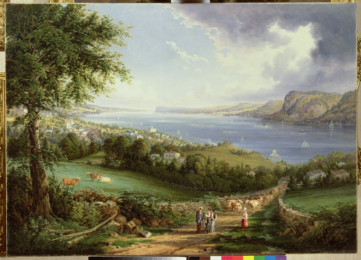 Pohled na řeku Hudson z okolí Sing Singu, New York, cca 1850 od Robert the Younger Havell