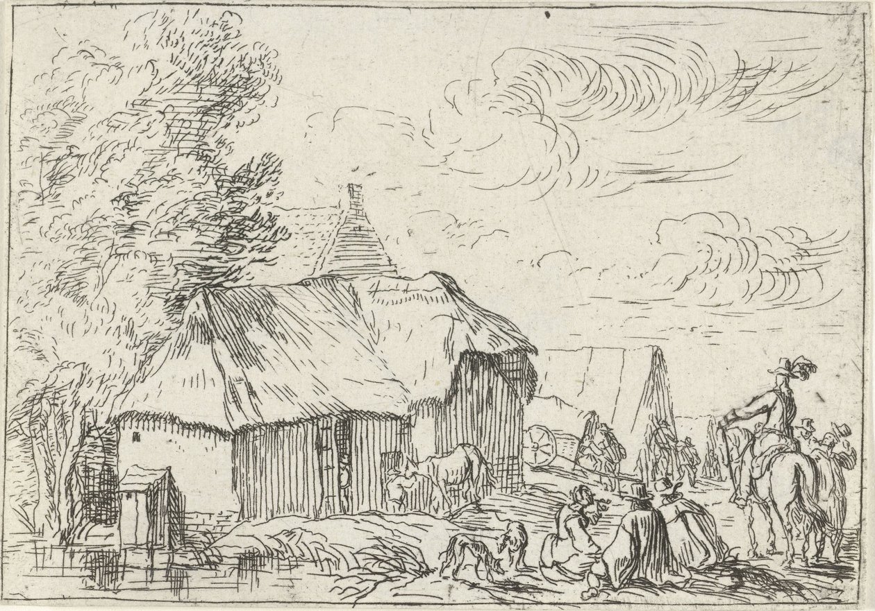 Kemp ve vesnici Krajiny s tábořišti (název série) od Robert van den Hoecke