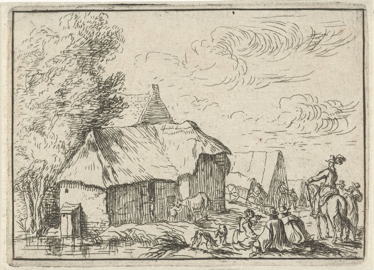 Kemp ve vesnici Krajiny s tábořišti (název série) od Robert van den Hoecke
